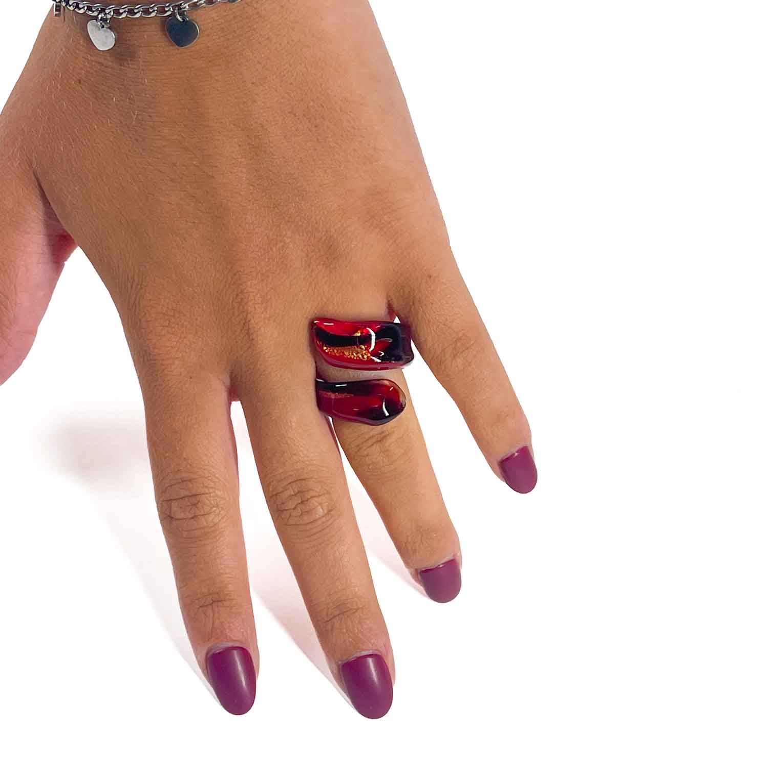 Red Ring Handmade Medusa - Murano Glass