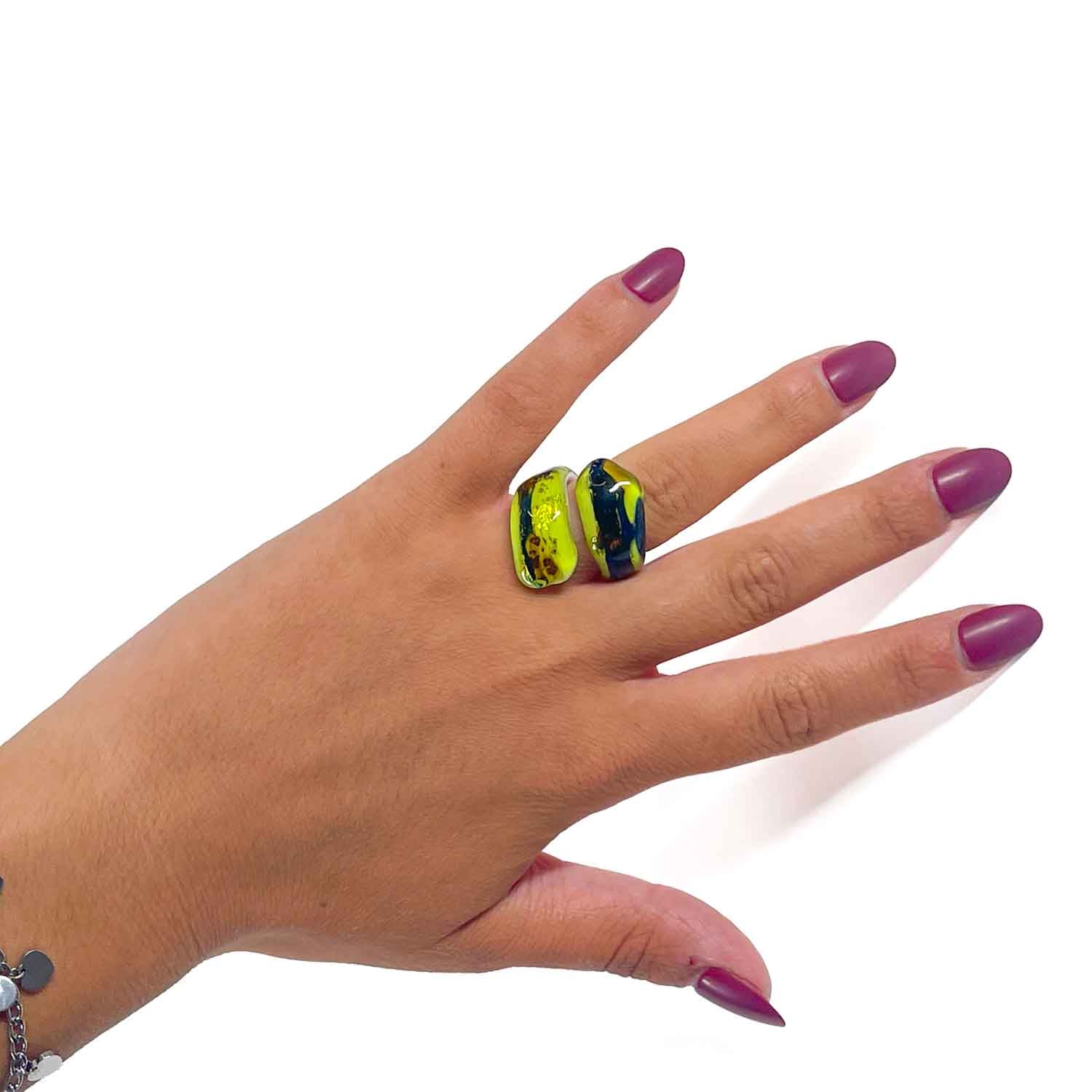 Anello Verde Medusa fatta a mano - Vetro di Murano