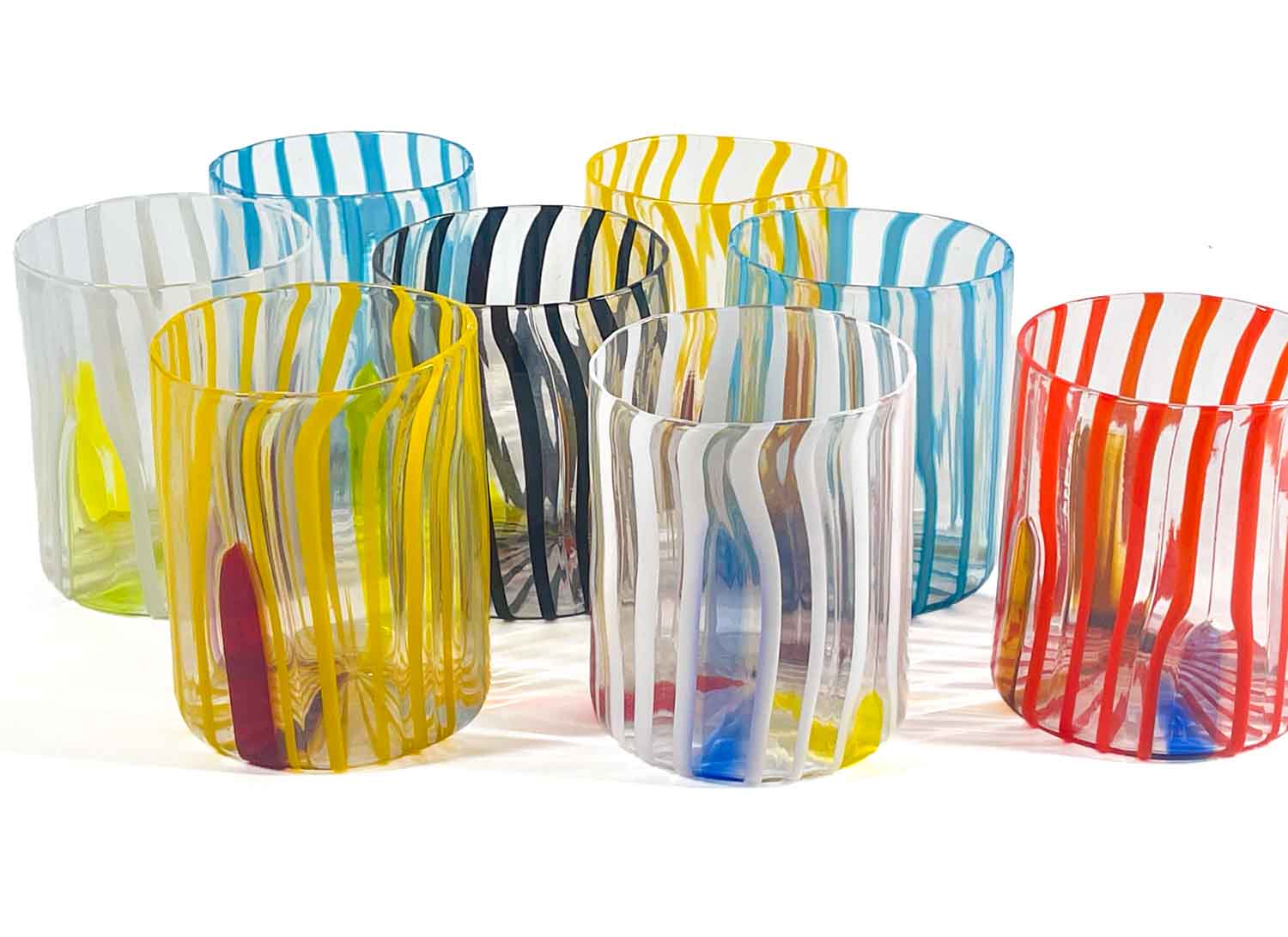 Collezione Toky – Bicchieri e caraffa in vetro di Murano soffiato a mano