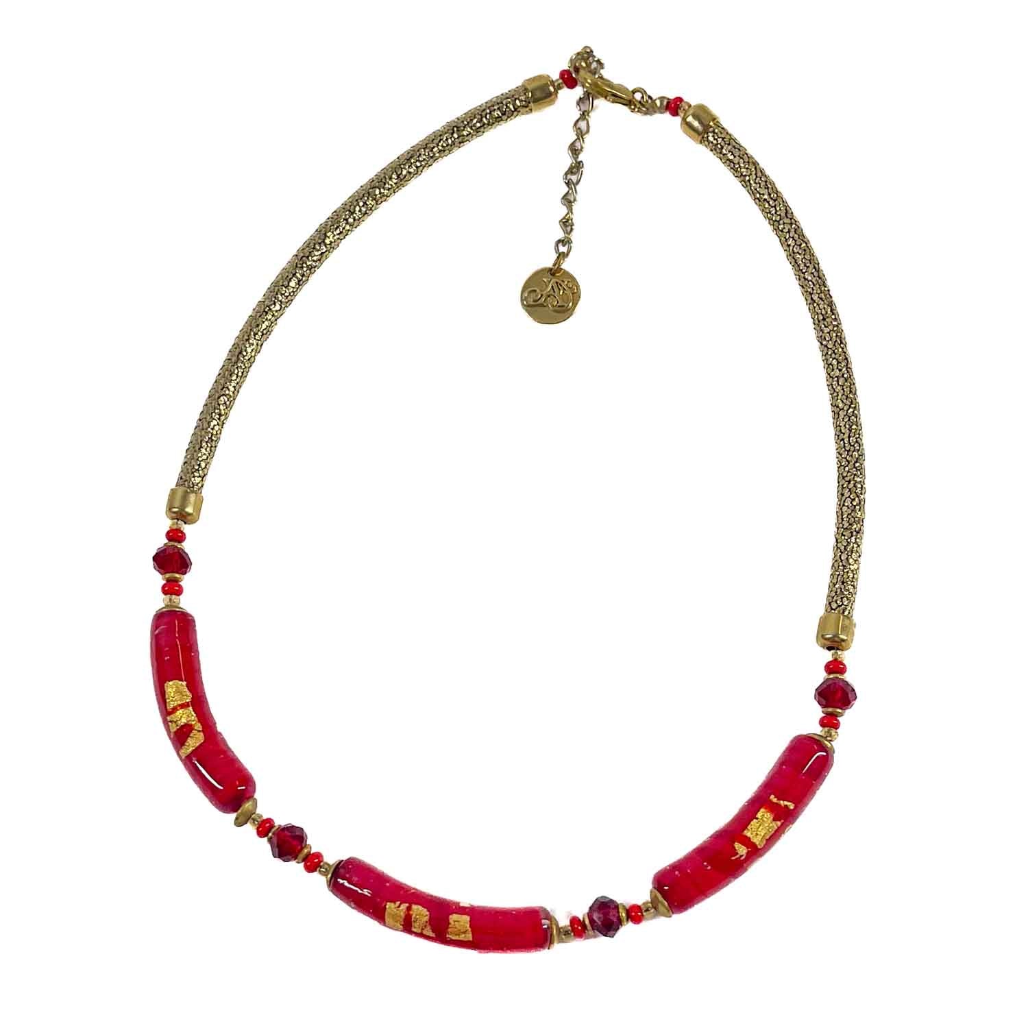 Scarlet Gold Necklace - Murano Glass