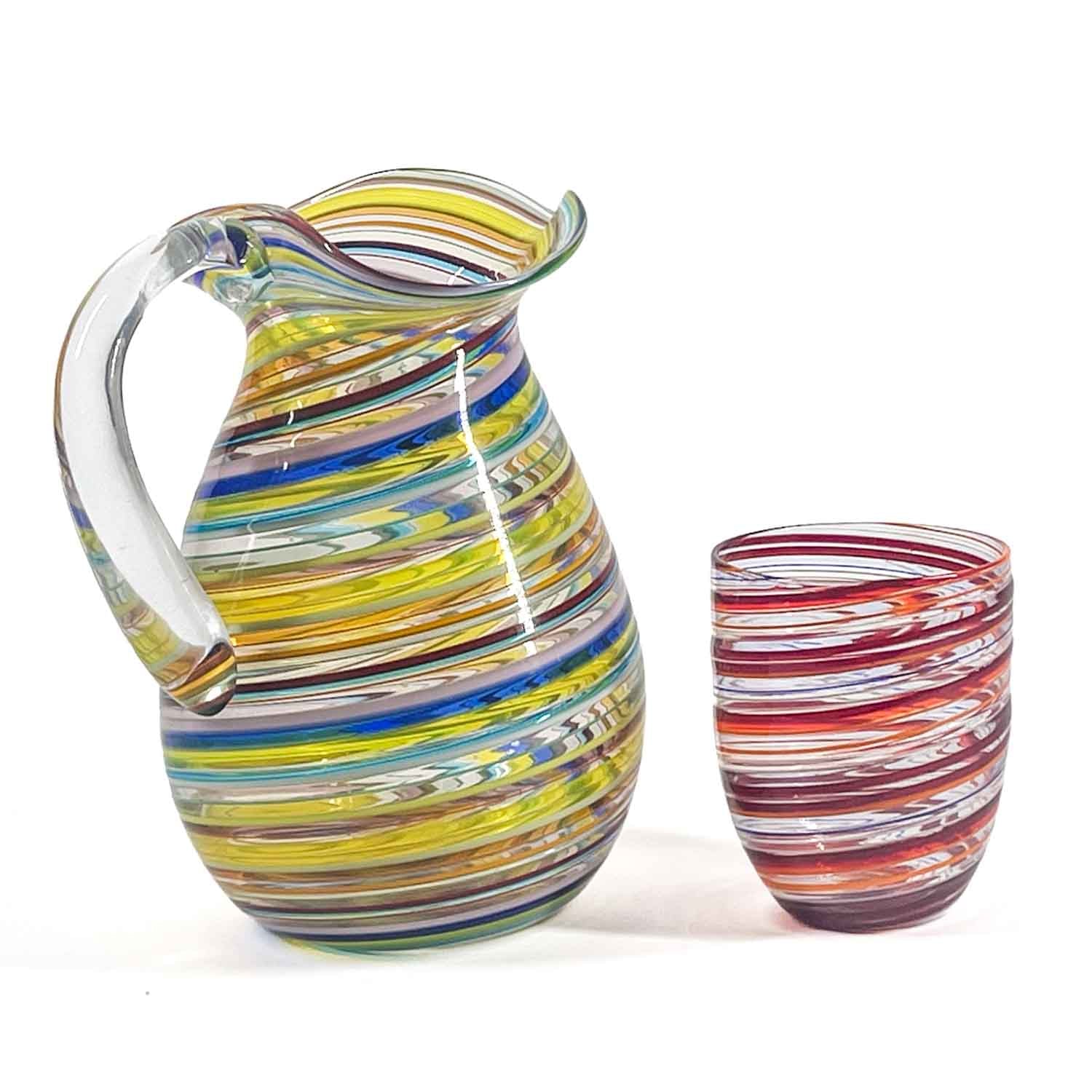 Estro Collection – Hand-Blown Murano Glass Tumblers & Pitcher