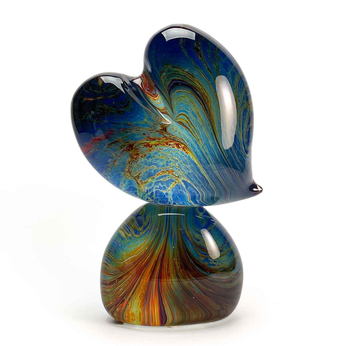 Pendente A Cuore In Vetro Di Murano Autentico – Blu E Oro, 25 Mm, Fatto A Mano A Venezia, Con Certificato