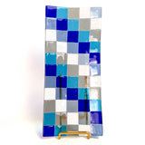 Vassoio portagioie in tweed blu - Vetro di Murano