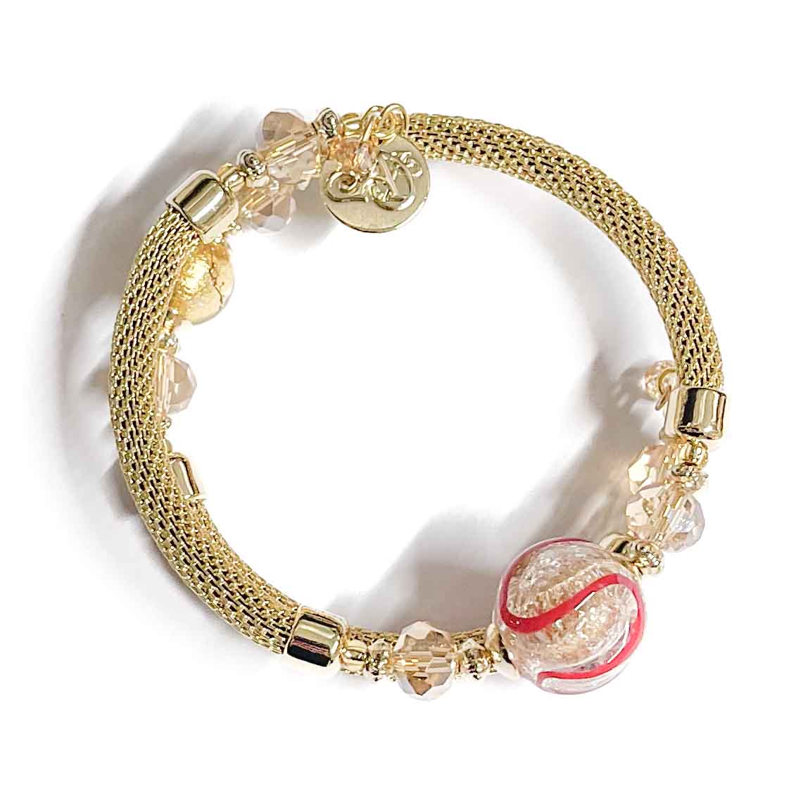 Gold Bracelets With Filigree Bead Re Mida - Murano Glass