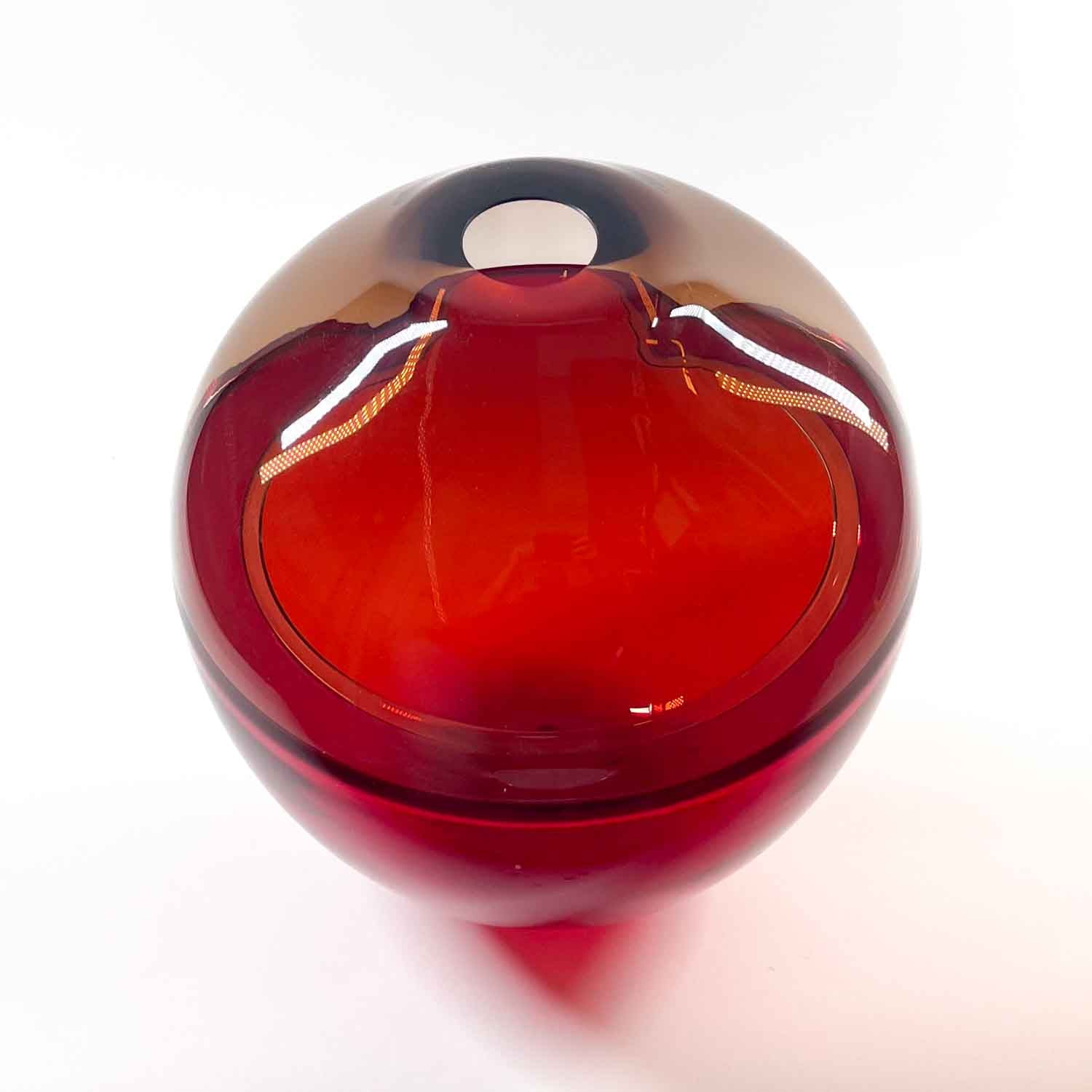 Saturno vase - red and ametyst - Murano Glass