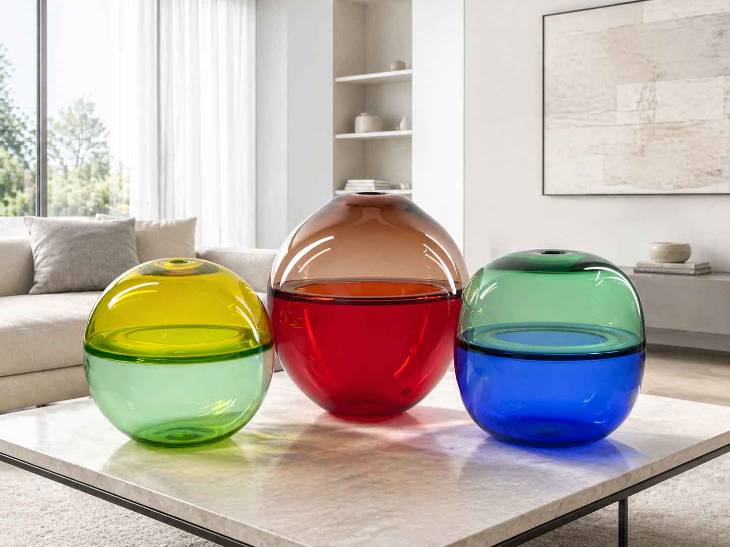 Saturno vase - red and ametyst - Murano Glass