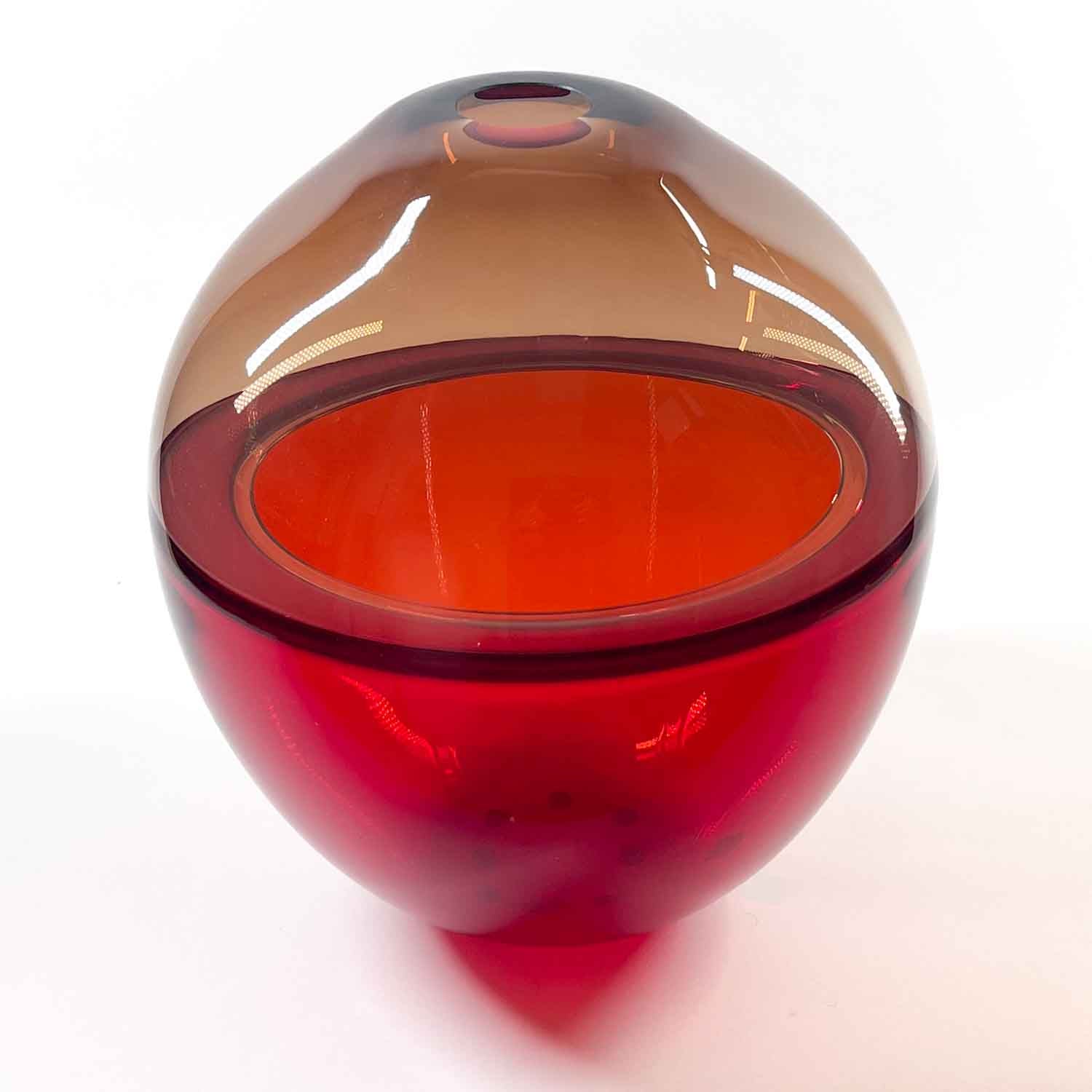 Saturno vase - red and ametyst - Murano Glass