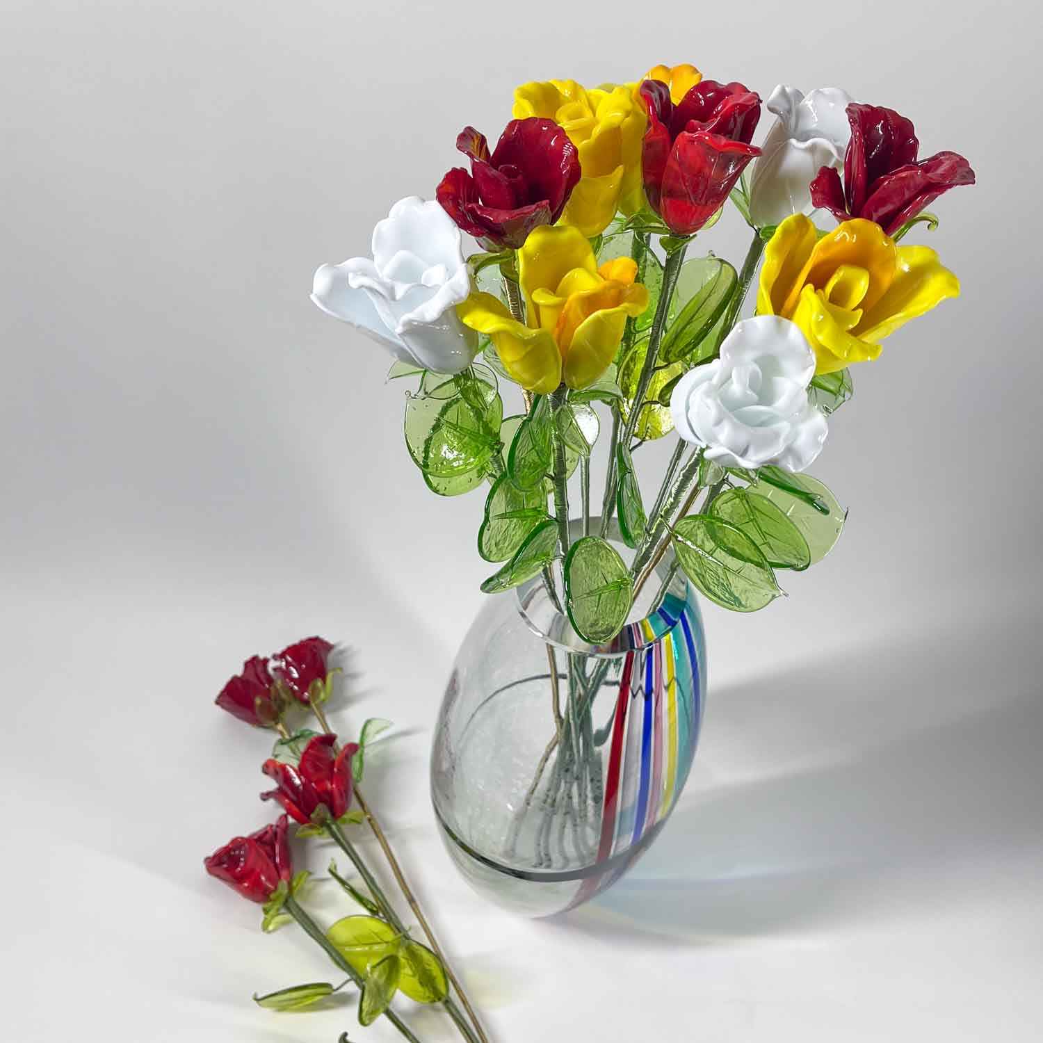 Lagoon Rose Flower - Murano Glass