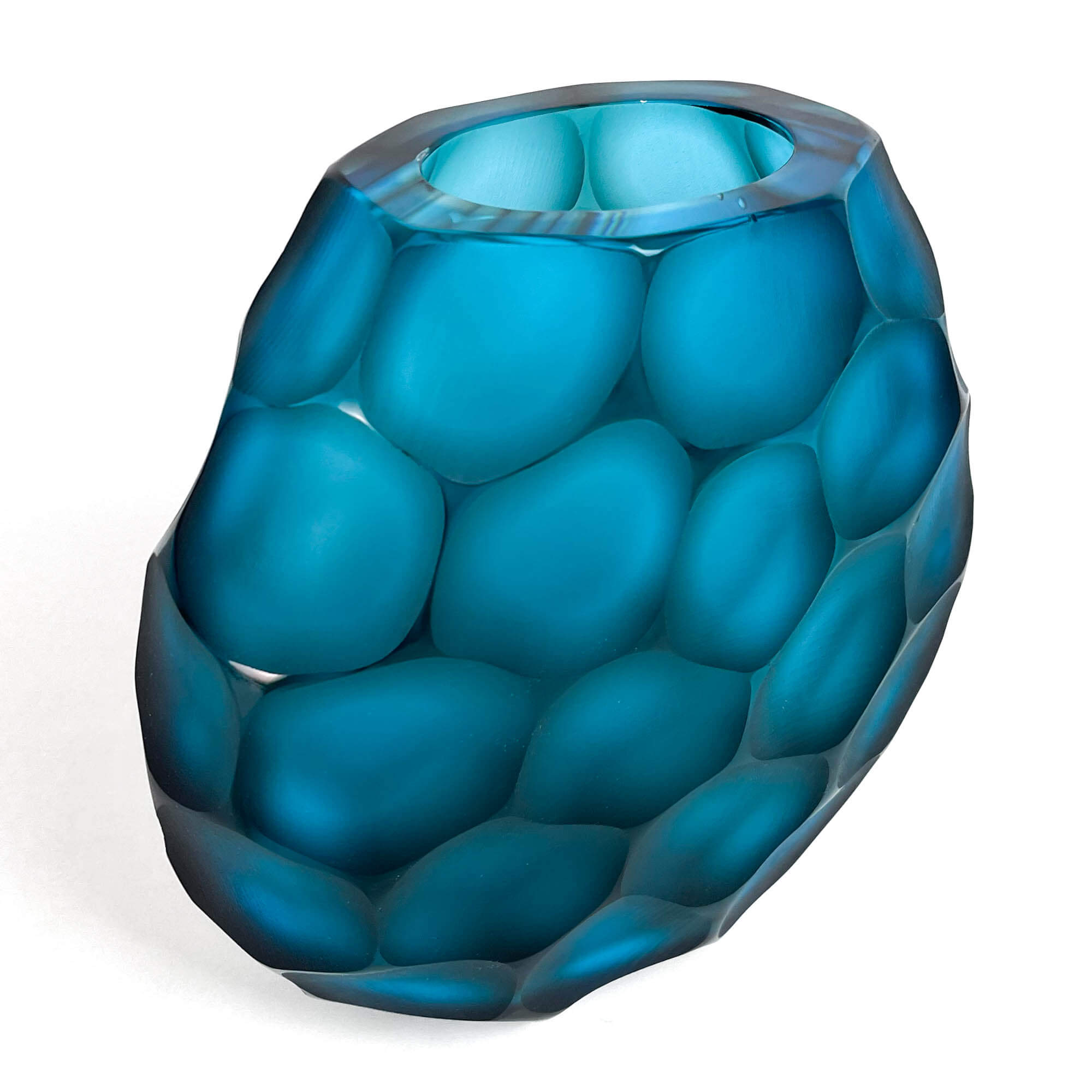 Murano, Venini - Vase bleu opale tubé - Verre Murano, Venini - Vase bleu opale tubé - Verre