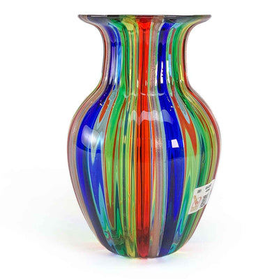 murano crystal vase multicolor canna filigrana avventurina blown