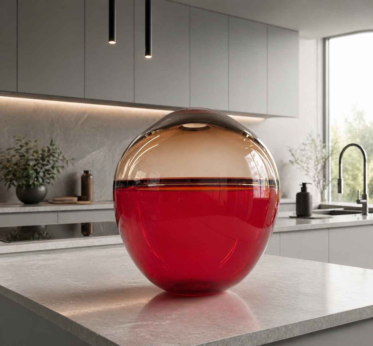 Saturno vase - red and ametyst - Murano Glass