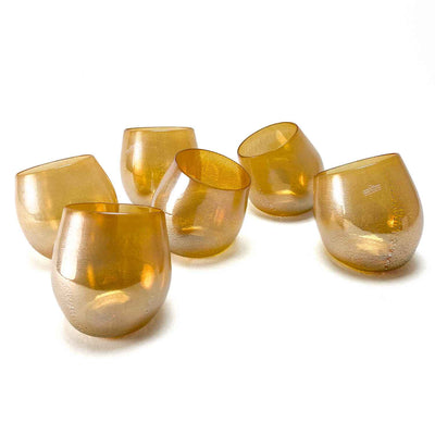 Whiskey Glasses with Gold Leaf - Set of 6 - Murano Glass