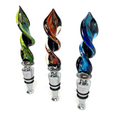 Spiral Wine Stopper with Silver Leaf - Murano Glass
