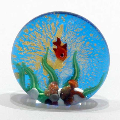 murano glass aquarium miniature made in italy grass stones gold leaf