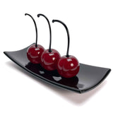 Set 3 Medium Cherries with Rectangular Plate "Love and Elegance" - Murano Glass