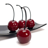 Set 4 Big Cherries with Black Plate "Love and Elegance" - Murano Glass