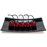 Set 5 Small Cherries with Rectangular Plate "Love and Elegance" - Murano Glass