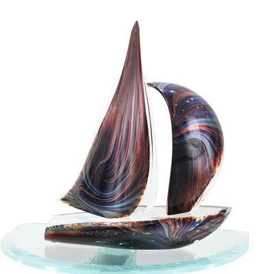 Sailboat Chalcedony - Authentic Murano Glass
