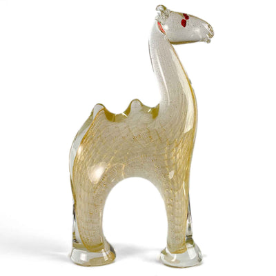 Sculpture de chameau avec feuille d'or - Verre de Murano