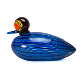 Blown Duck Blue with Stripes - Murano Glass