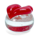 Red lip with luminescent base paperweight - Murano Glass