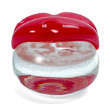 Red lip with luminescent base paperweight - Murano Glass