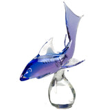 Blue Shark on a  Rock - Murano Glass Art