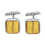 Sterling silver and Murano crystal squared cufflinks