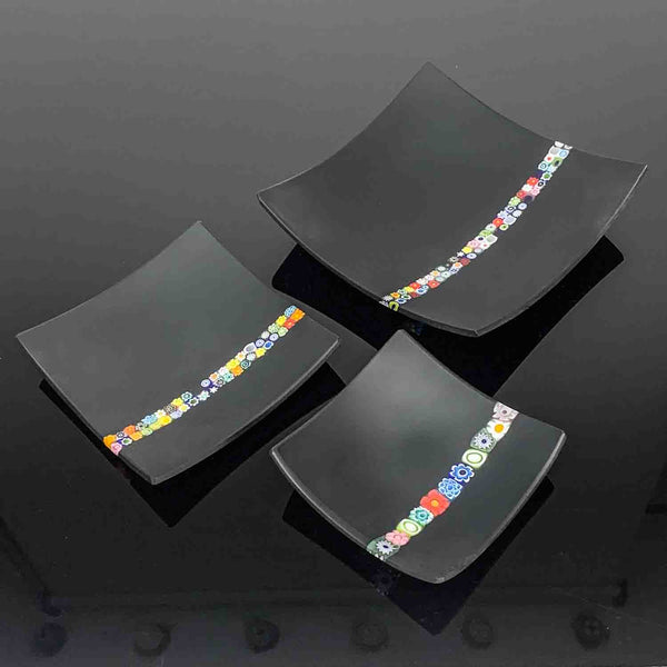 Squared tray with murrinas Murano Art Glass Plates and Bowls Art