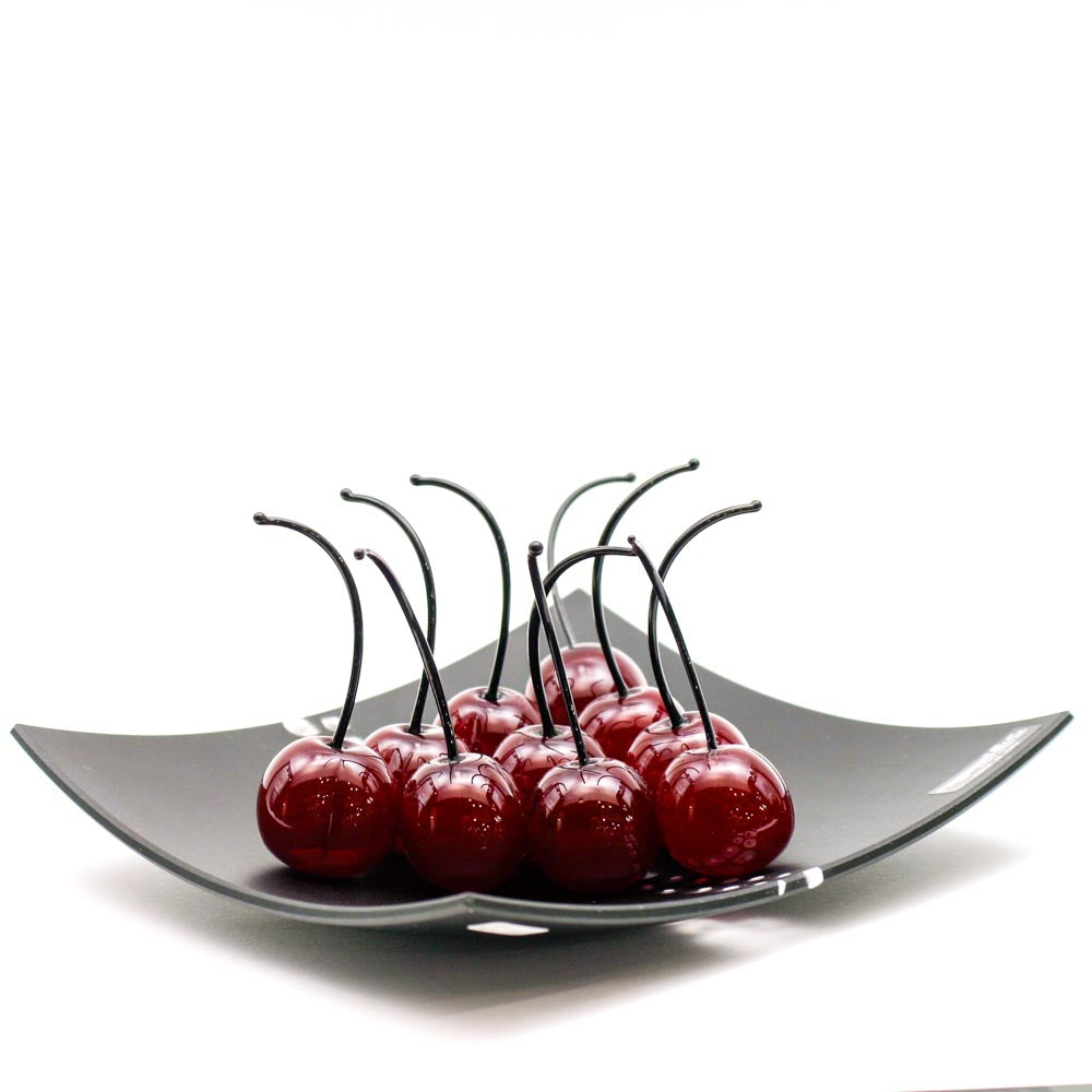 Murano glass Tray with 10 cherries natural size