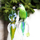 Green parrots - murano glass