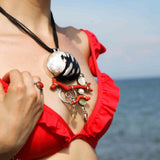 Coral necklace with shell