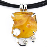 Pendant in 925 silver - Baltic Amber and Pearl