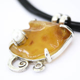 Pendant in 925 silver - Baltic Amber and Pearl