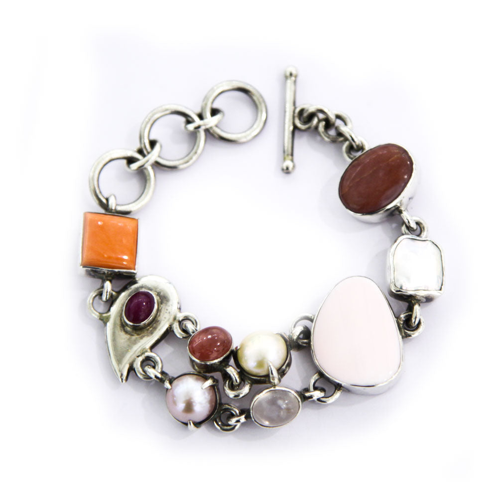Silver Opal Quartz Ruby Bead | Bracelet | made in Italy
