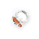 Aquamarine and Coral Ring - Sterling Silver