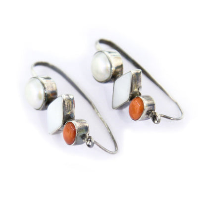 Silver Earrrings with Coral