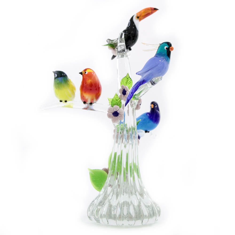 Murano Glass Tree with 4 Birds 21.5 Ht.