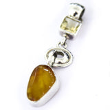 Amber and Citrine Pendant - Sterling Silver