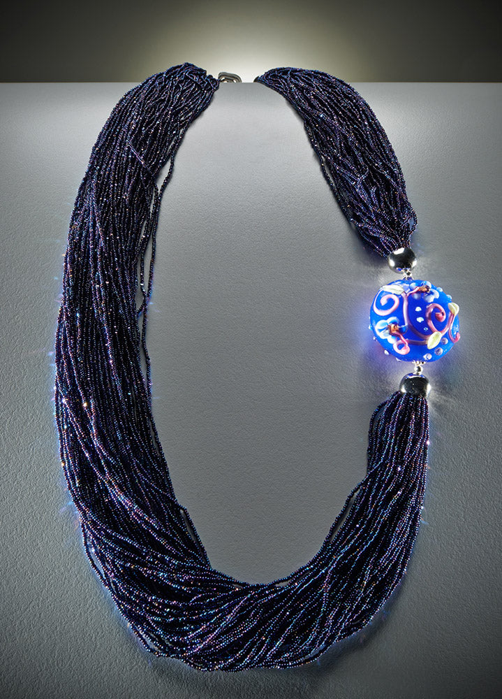 Luminosa Necklace with bead - Indigo