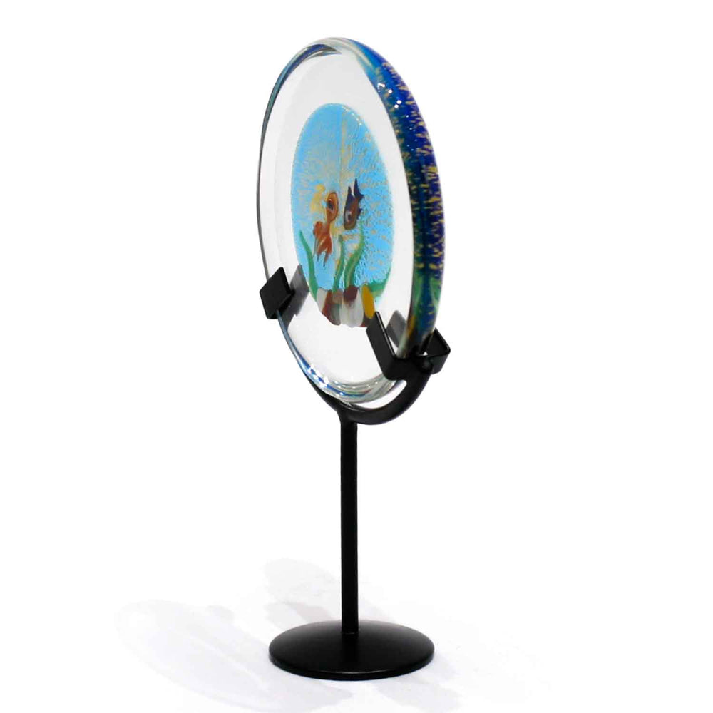 Aquarium with octopus disc on metal stand miniature | Murano glass
