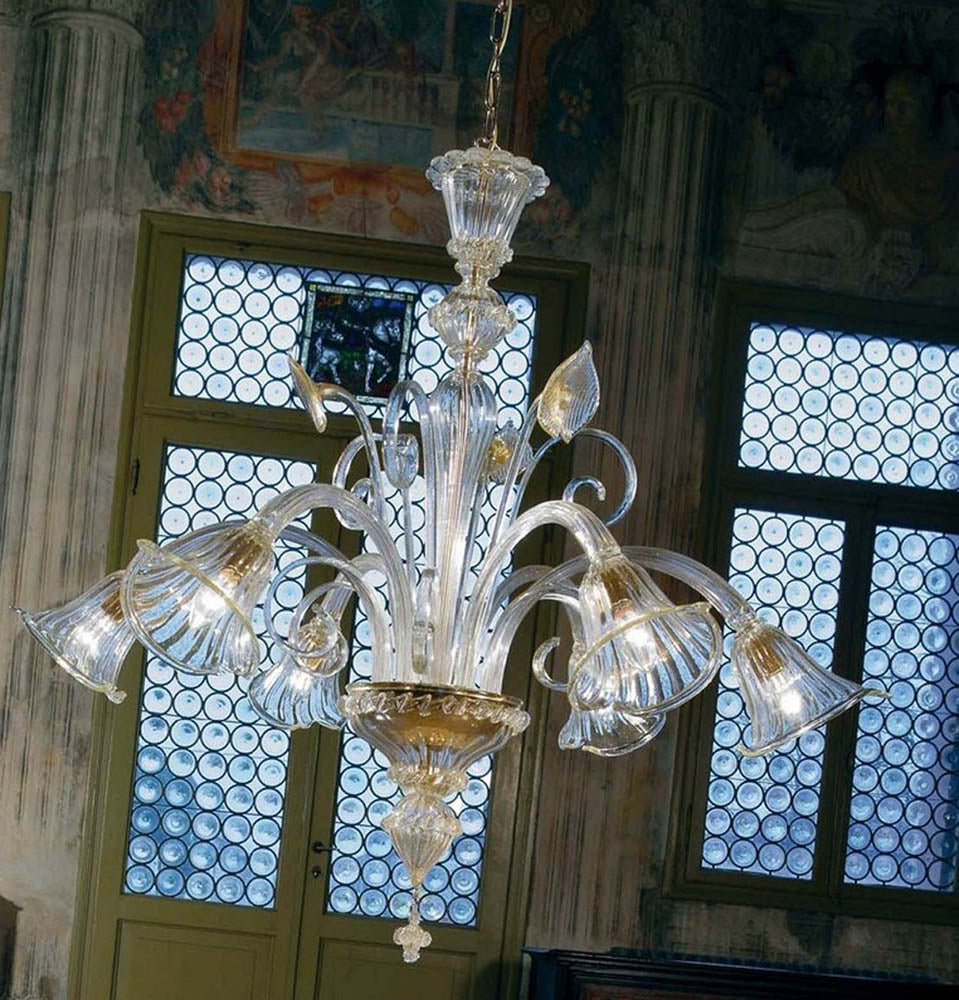 San Marco 6 lights Chandelier- Murano Glass Lighting