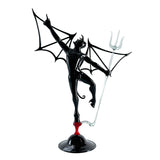 Diable noir avec ailes et trident - Sculpture en verre de Murano