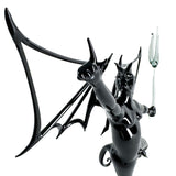 Diable noir avec ailes et trident - Sculpture en verre de Murano