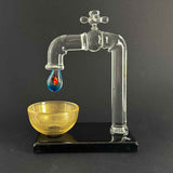 Large Faucet with Red Fish and Black Base - Murano Glass