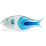 Murano Glass Fish Sculpture - Aquamarine Fish cm 48