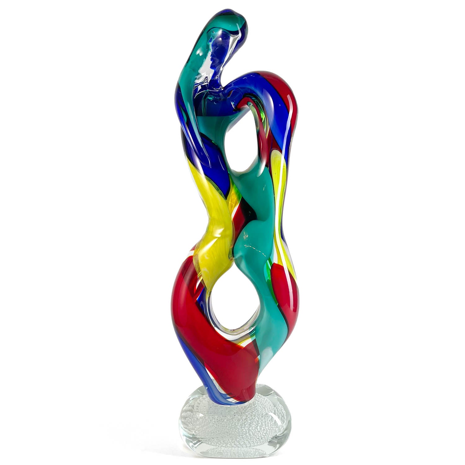 YAOYUAN Handmade Murano Style Glass Sculpture - Large Teardrop Art Decor (9.44" Tall)