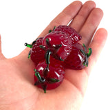 Glass strawberries - natural size - set of 5 pieces