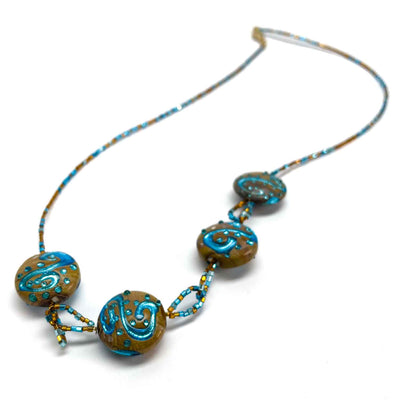 Balbi Blown Glass Beads Necklace Blue Color