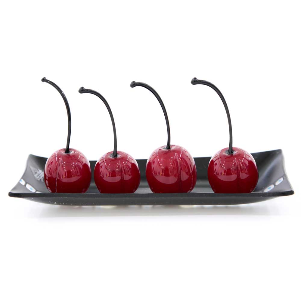 Rectangular tray with 4 cherries